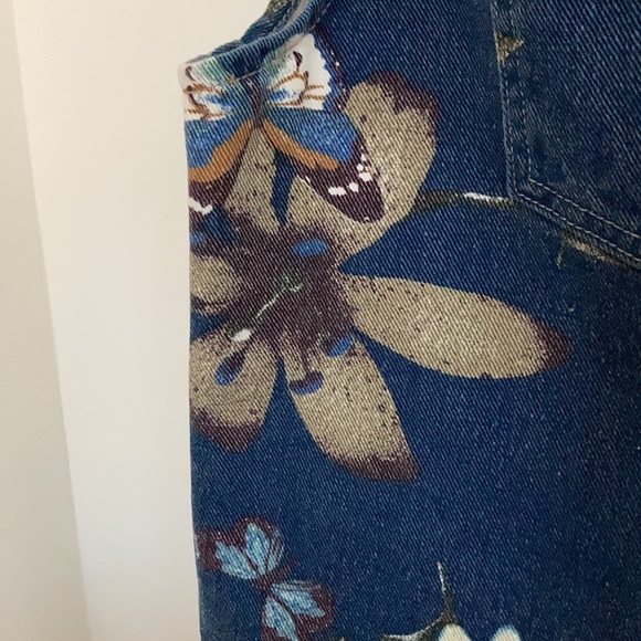 VTG 90's Womens Denim Jean Vest Size XL Bohemian Floral/Butterfly Print - Picture 4 of 10